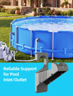 PoolHour pipe holder with anti-slip base prevents hose shifting.