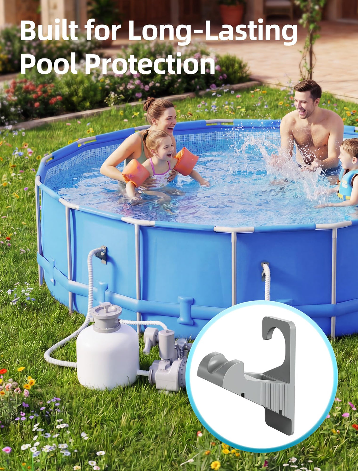 PoolHour UV-resistant plastic withstands sun and water pressure.