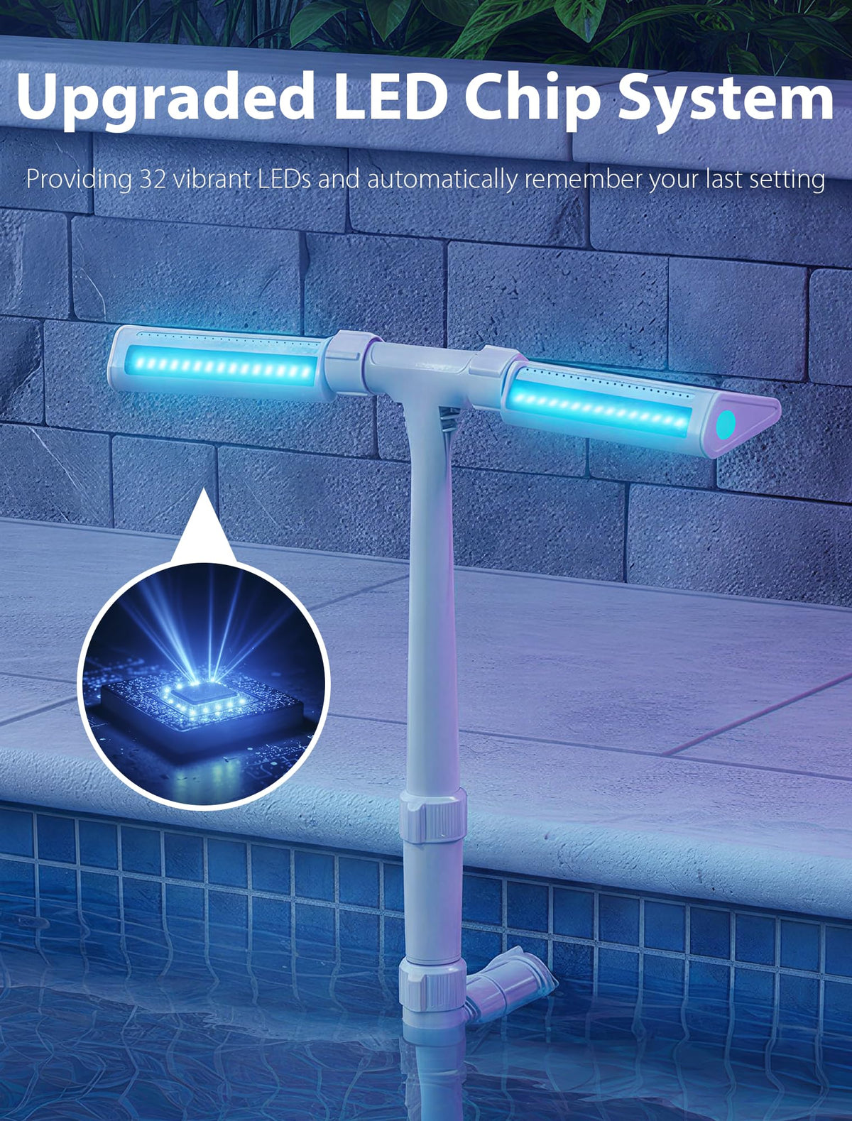 PoolHour cooling spray lowers water temperature by 8-16°F for hot days.