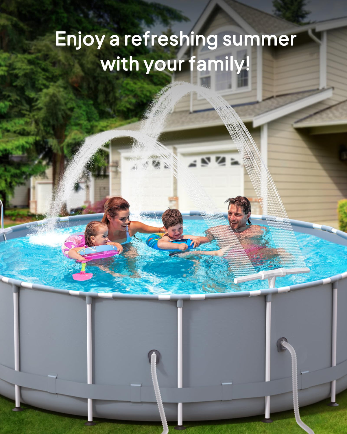 POOLHOUR double-nozzle splash adds dramatic, energetic water display.