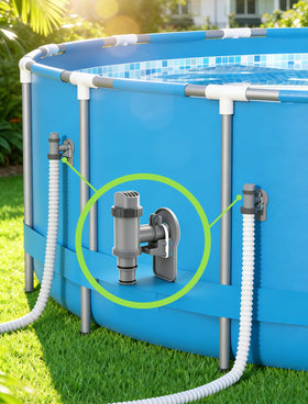 POOLHOUR hose clamp and valve assembly enables quick, tool-free installation.