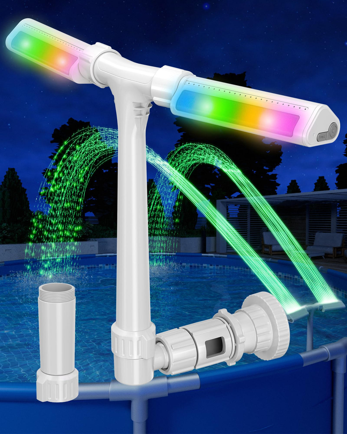 POOLHOUR patented 2026 upgrade fountain with 360-degree spray enhances pool ambiance.