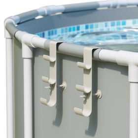 POOLHOUR pool hooks for poles assembly demonstrates universal mounting for all pool accessories.