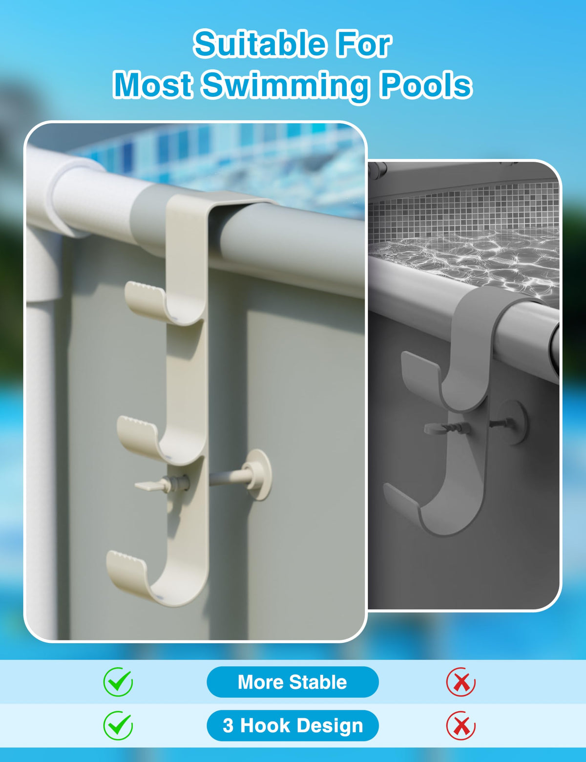 POOLHOUR durable plastic resists deformation and aging for long-term use.