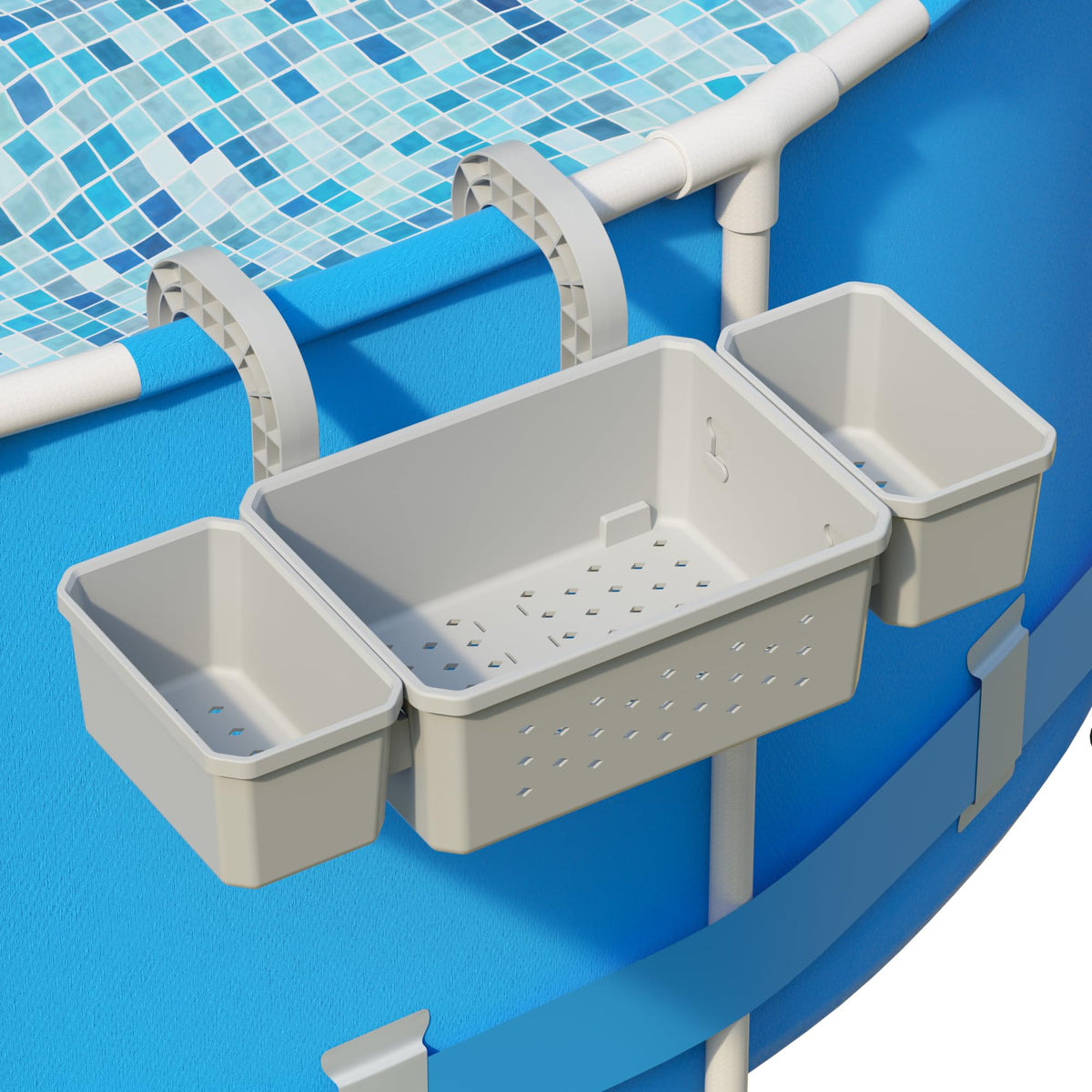 POOLHOUR poolside storage basket assembly fits frame pools