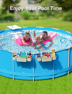 POOLHOUR storage basket with cup holders keeps essentials close