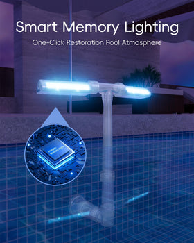 POOLHOUR relaxing water sounds enhance outdoor pool time.