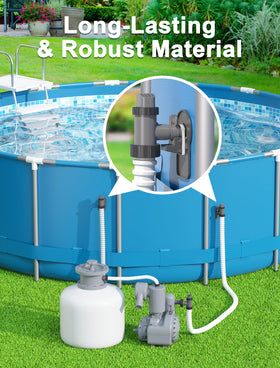 POOLHOUR universal hose compatibility supports 1.25 and 1.5 inch hoses.