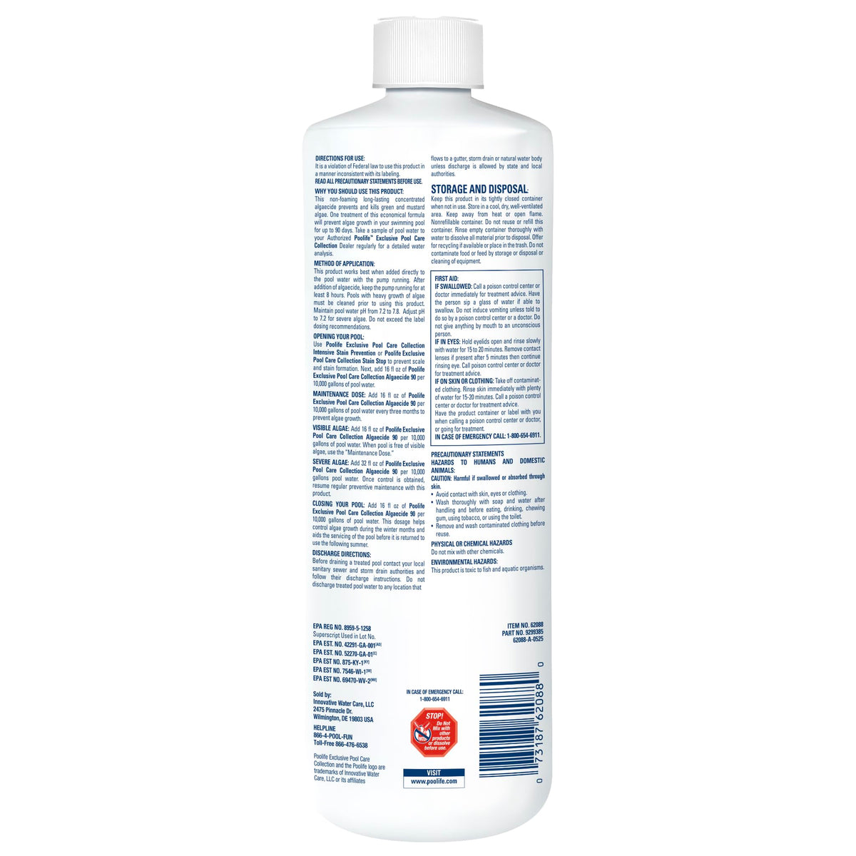 Poolife Algaecide 90 being poured into pool for quick application