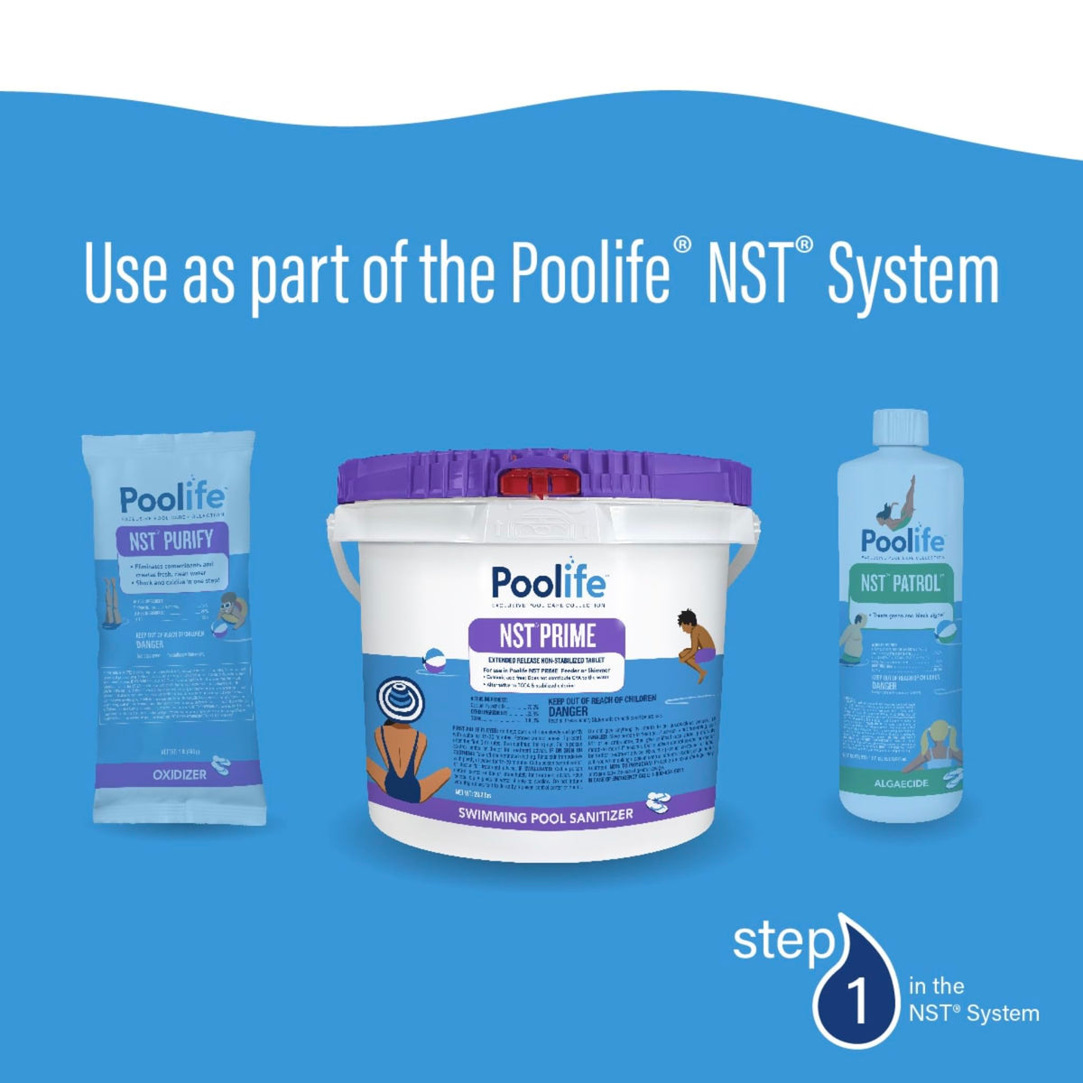 Calcium hypochlorite active ingredient visible in NST Prime tablets.