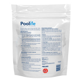 Poolife stabilizer dissolving via skimmer panel, highlighting quick dispersion into pool water.