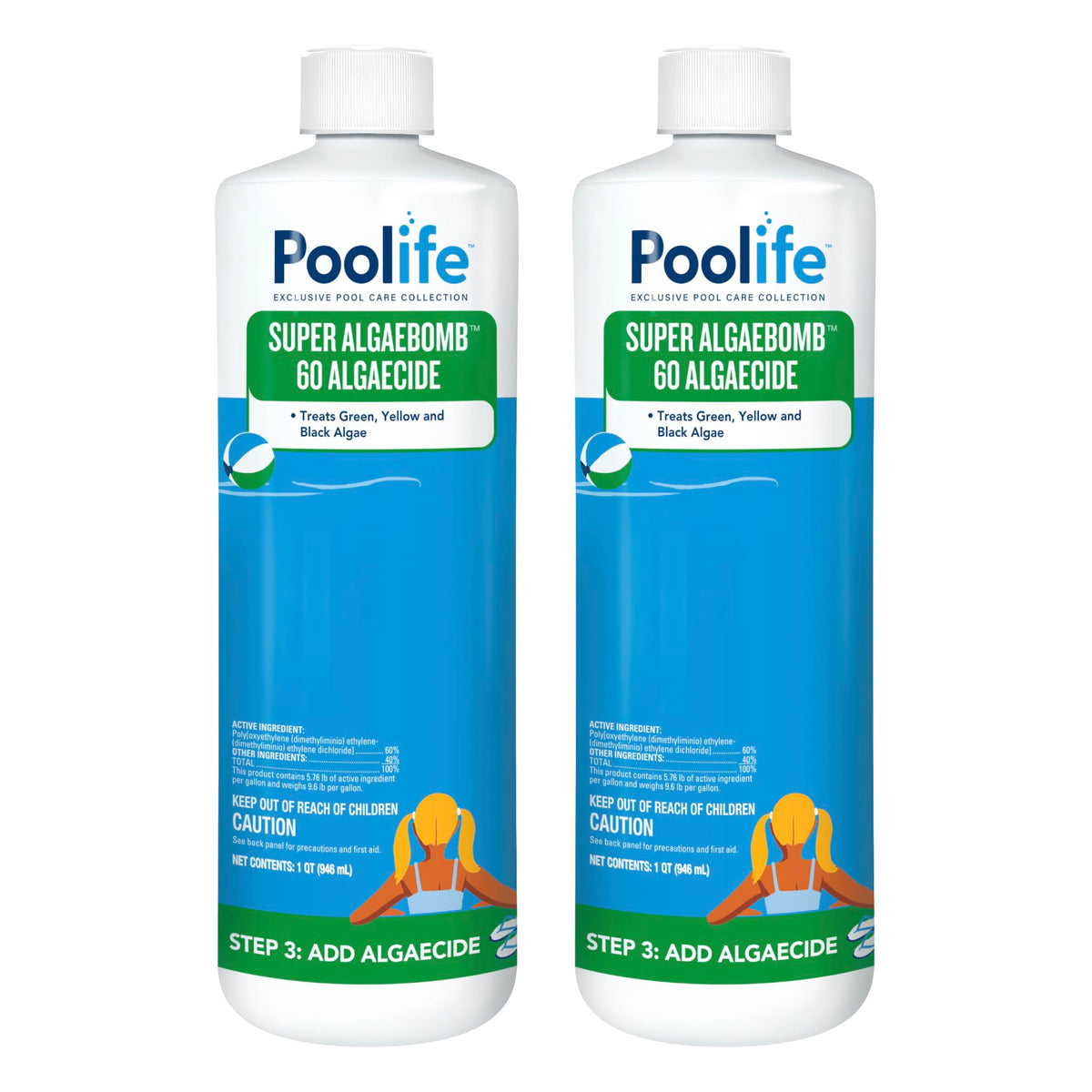 POOLIFE Super Algae Bomb 60 bottle for targeted algae treatment in pools.