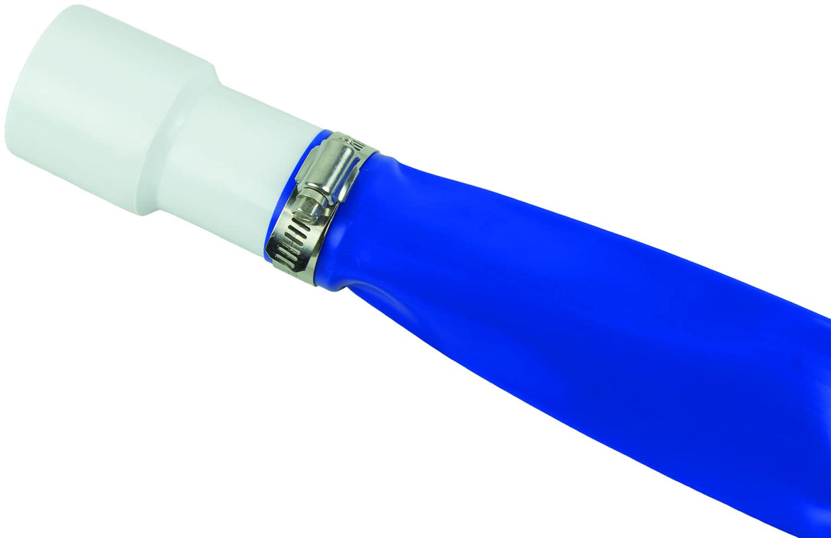 Poolmaster 32170 heavy-duty backwash hose 50 ft 2 in, secure clamp for leak-free connections.