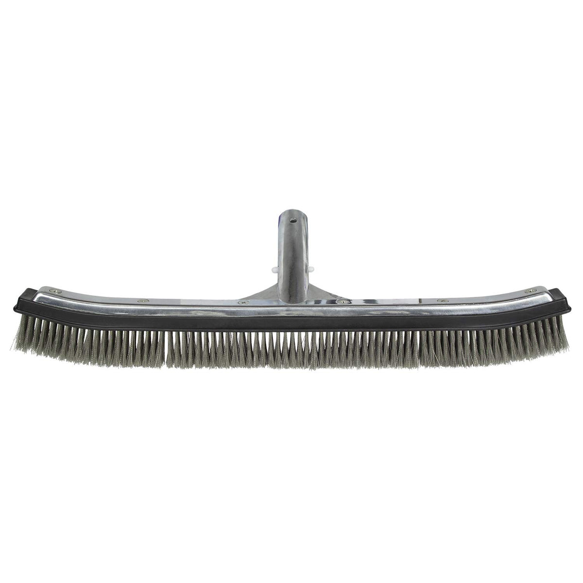 Poolmaster algae brush shows stainless steel bristles removing algae on hard surfaces.