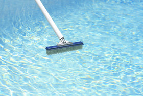Poolmaster heavy-duty aluminum back brush for tough scrubbing on concrete surfaces