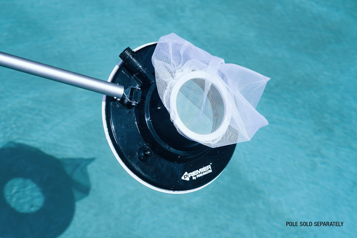 Poolmaster leaf vacuum with all-purpose reusable bag for versatile debris collection.