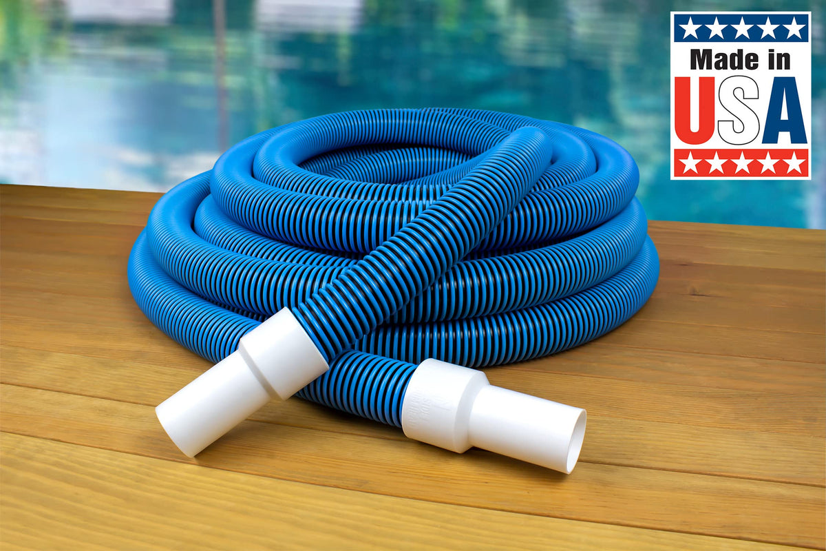 Poolmaster one-and-a-half-inch diameter hose enables strong water flow during cleaning.