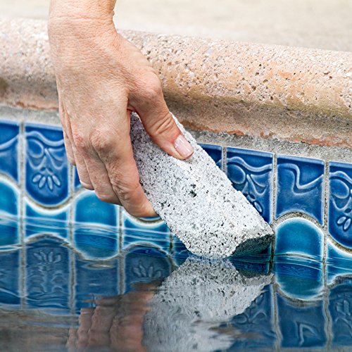 Poolmaster pumice stone removes calcium and hard water stains from pool surfaces.
