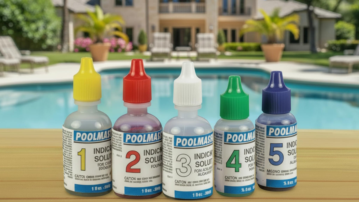Poolmaster test kits setup visual: ready-to-use indicators support accurate readings.