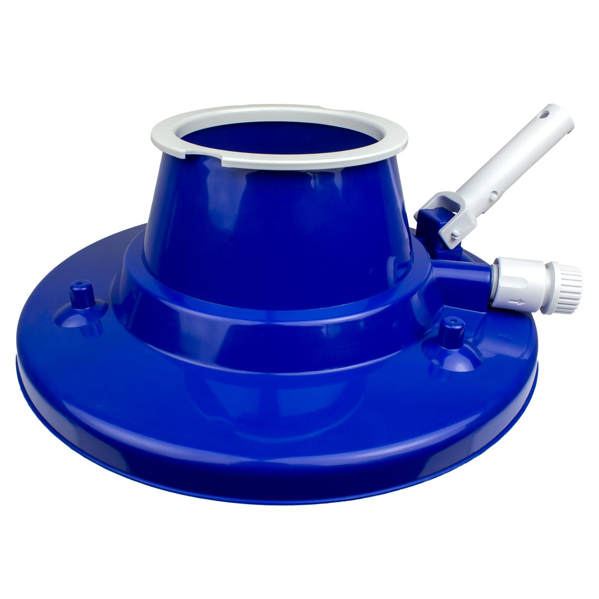 Poolmaven heavy-duty leaf vacuum head in action, powerful cleaning for large pool debris.