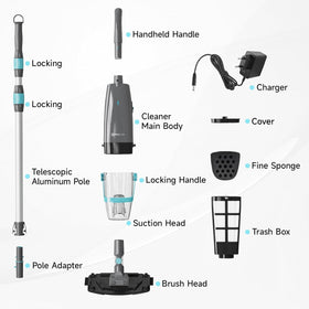 PoolMr cordless handheld pool vacuum lightweight and portable for easy handling