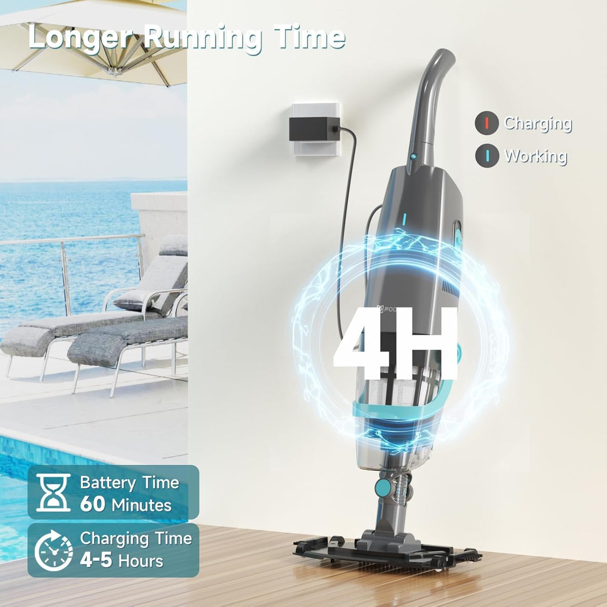 PoolMr cordless handheld pool vacuum works in cold to warm water year-round