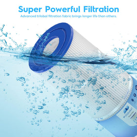 POOLNEAT easy-clean pleats enable thorough rinsing and reuse after filtering.