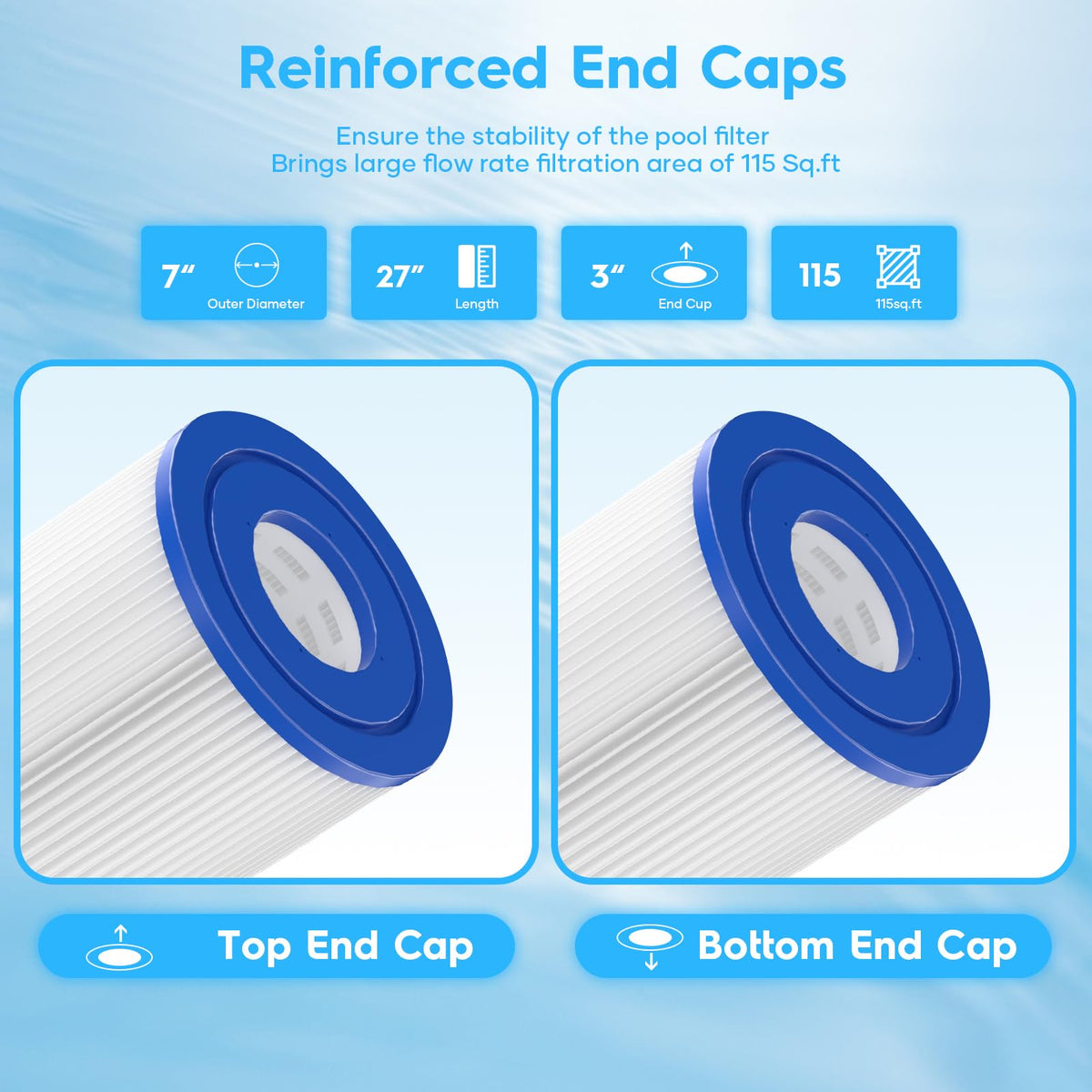 POOLNEAT trilobal fiber technology boosts filtration efficiency and longevity.