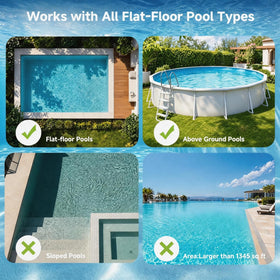Pooloob PF1 cordless runtime up to 150 minutes for bigger pools.