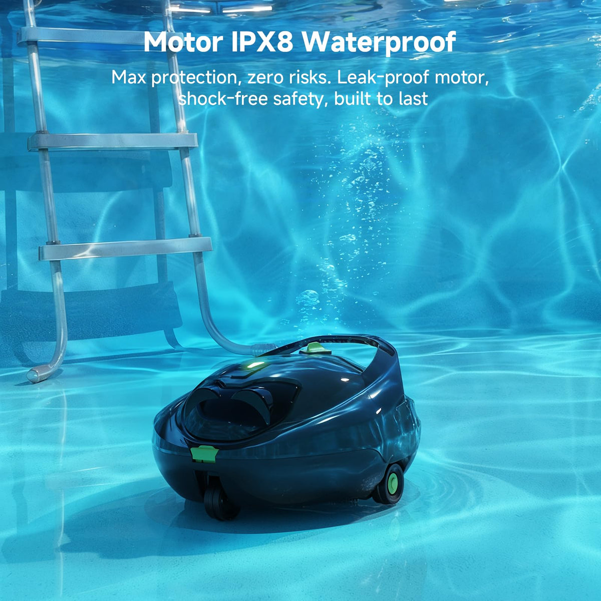 Pooloob PF1 edge-to-edge coverage reaching every corner of the pool floor.