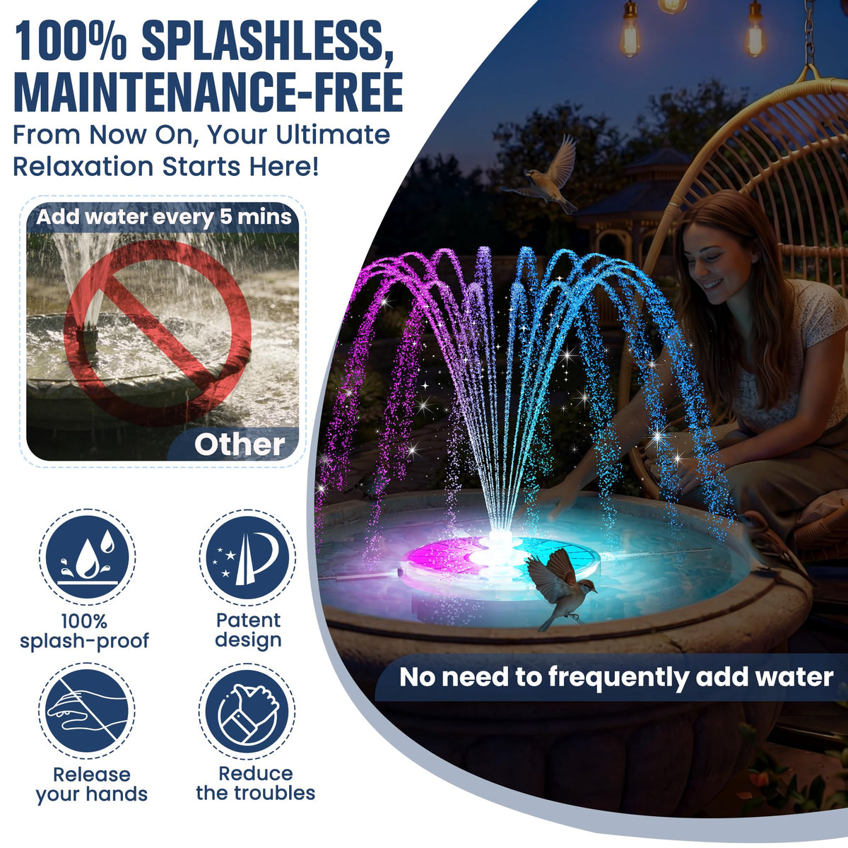 PoolPop anti-splash flow design keeping water contained