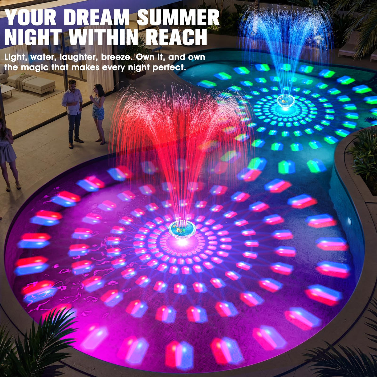 PoolPop backyard relaxation fountain serves as a stylish focal point.