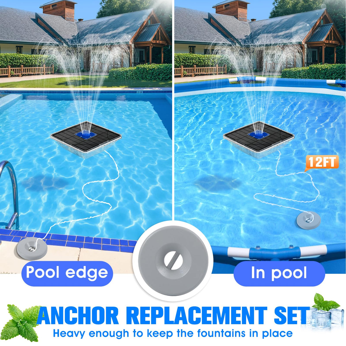 PoolPop upgraded solar panel powers the fountain efficiently