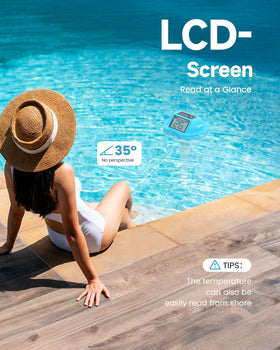 PoolPrime thermometer delivers 20ft visibility for quick checks.