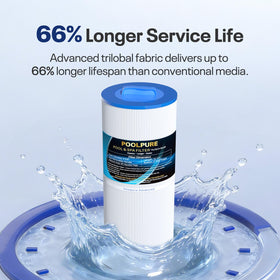 POOLPURE 50-micron filtration removes fine particles for sparkle