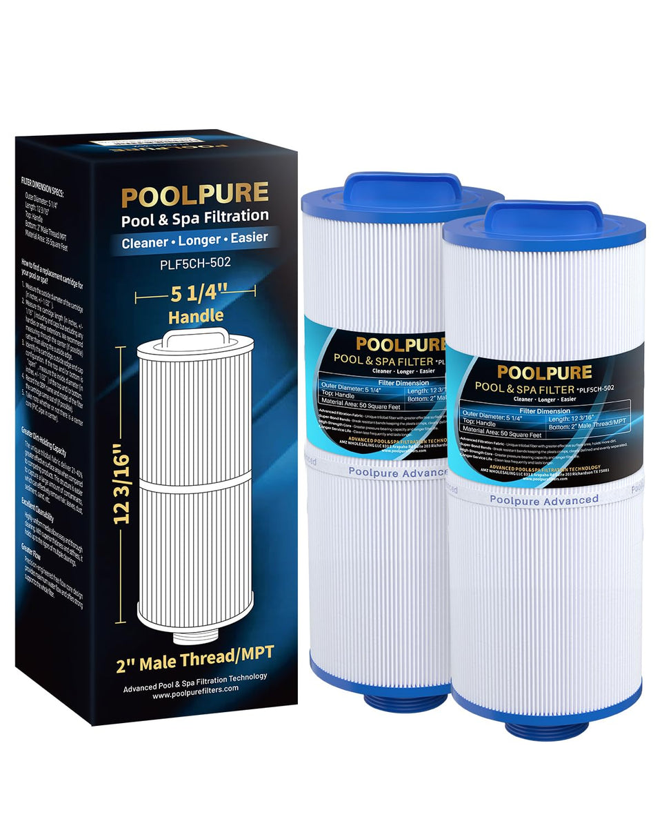 POOLPURE 5CH-502 filter cartridge exterior shows durable spa filtration