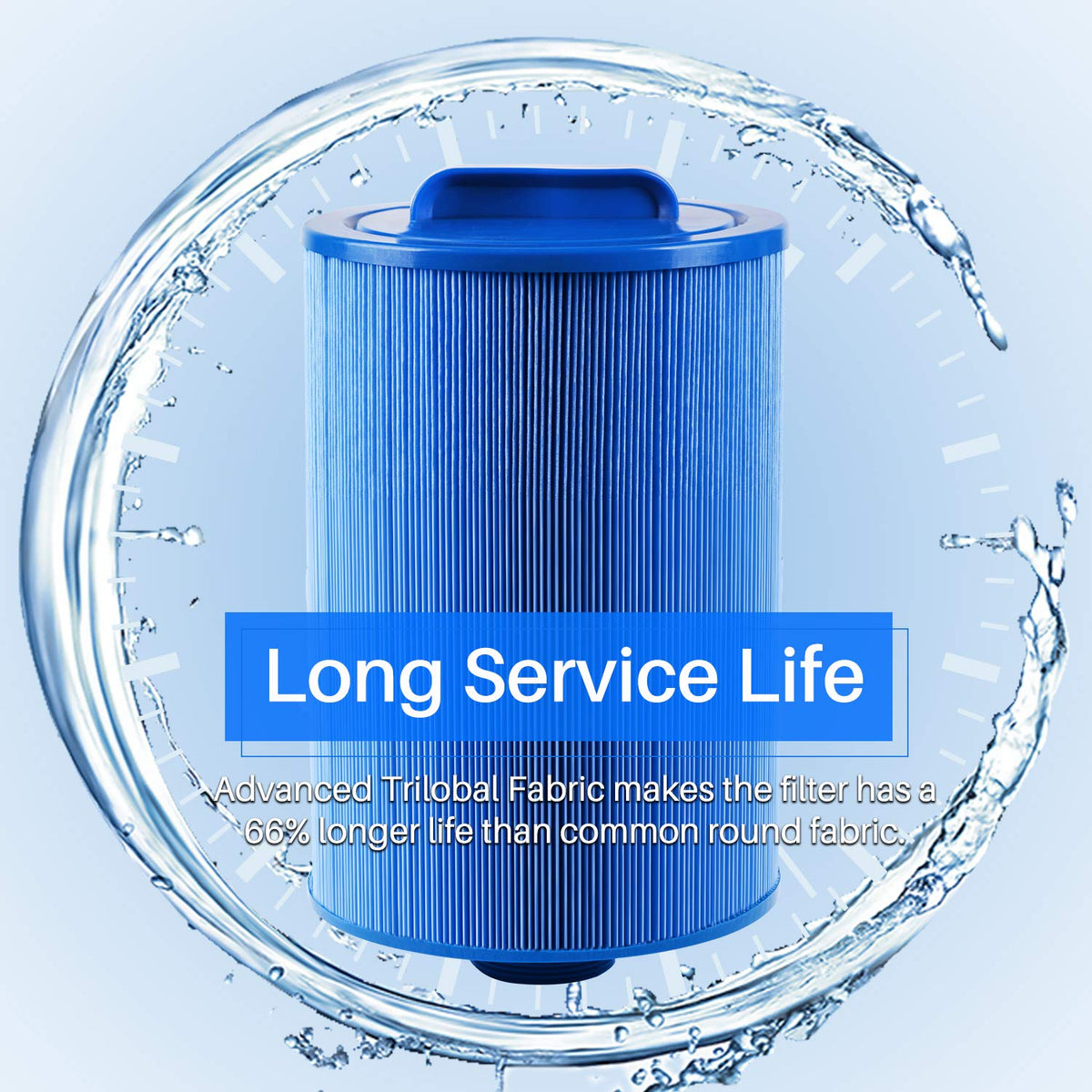 PoolPure 6-inch diameter spa filter with SAE 1-1/2 inch thread for secure connections