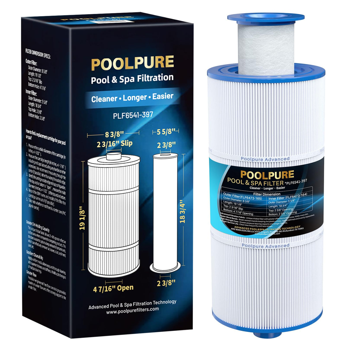 POOLPURE 6541-397 outer filter 6473-165 for Sundance spa improves filtration