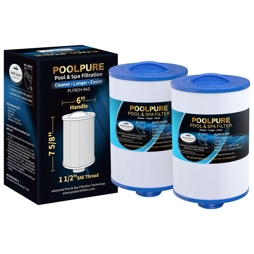 PoolPure 6CH-940 spa filter front view showing durable construction for clear water
