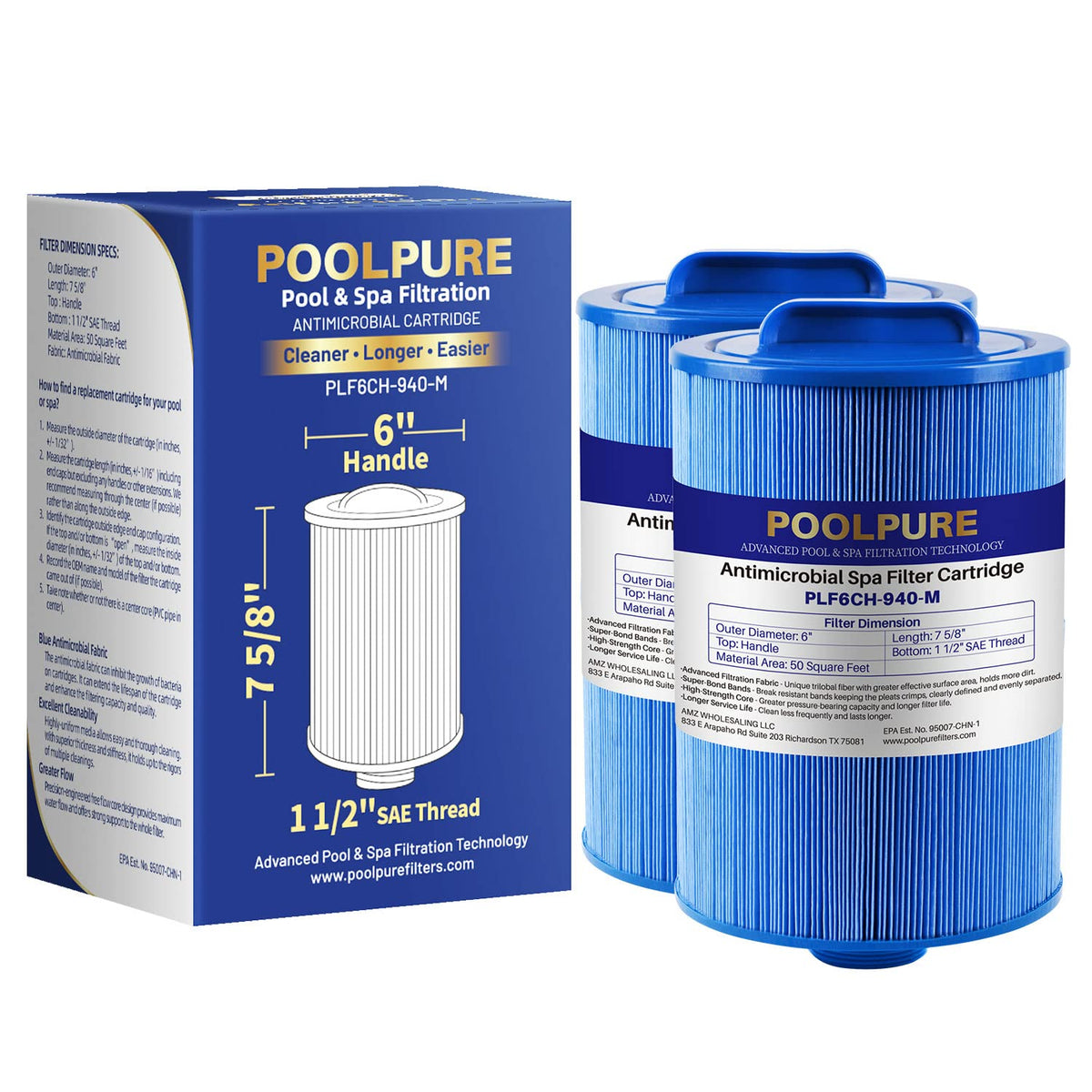 PoolPure 6CH-940RA spa filter cartridge for clearer spa water
