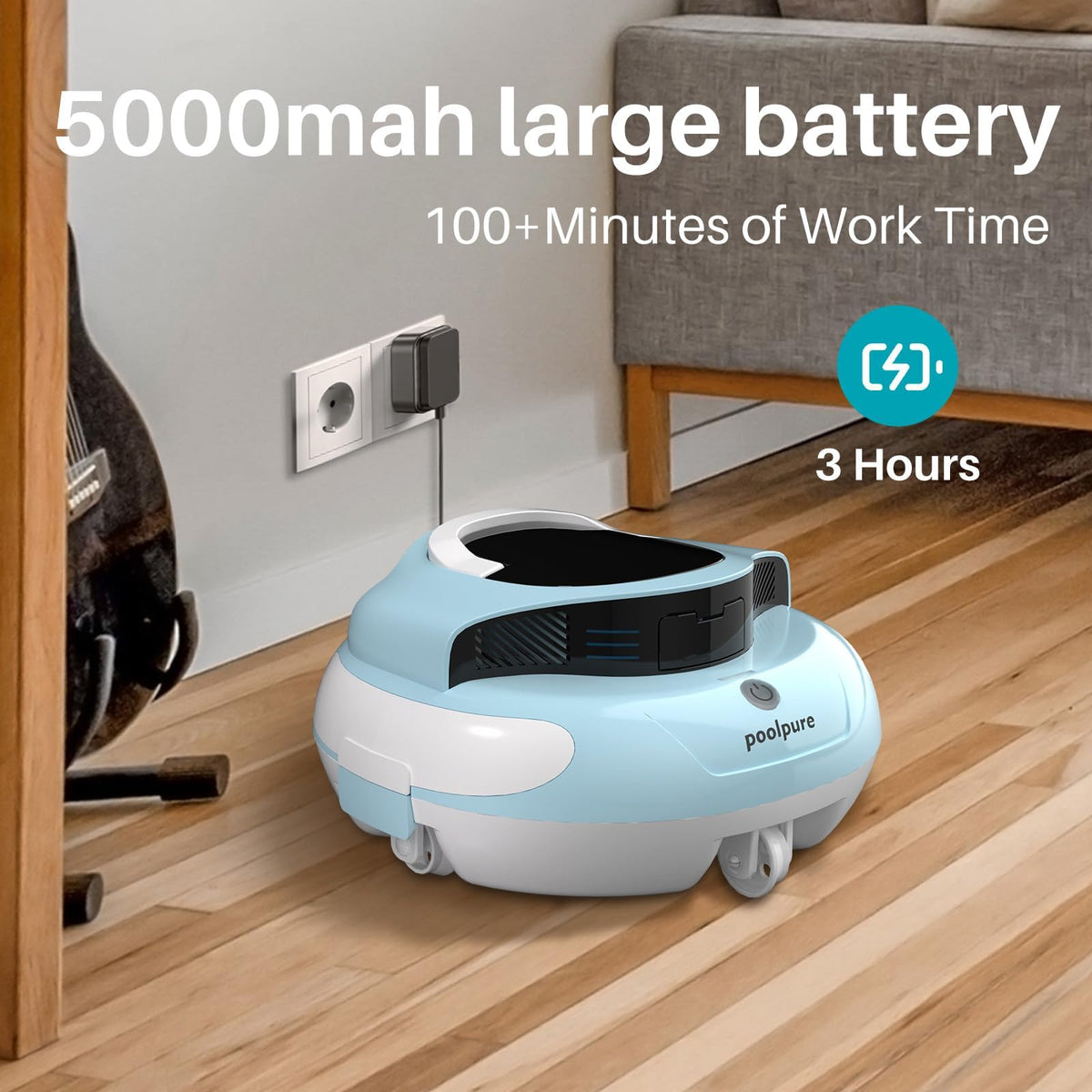 PoolPure Aquaguard SE II 120-minute runtime on a single charge.