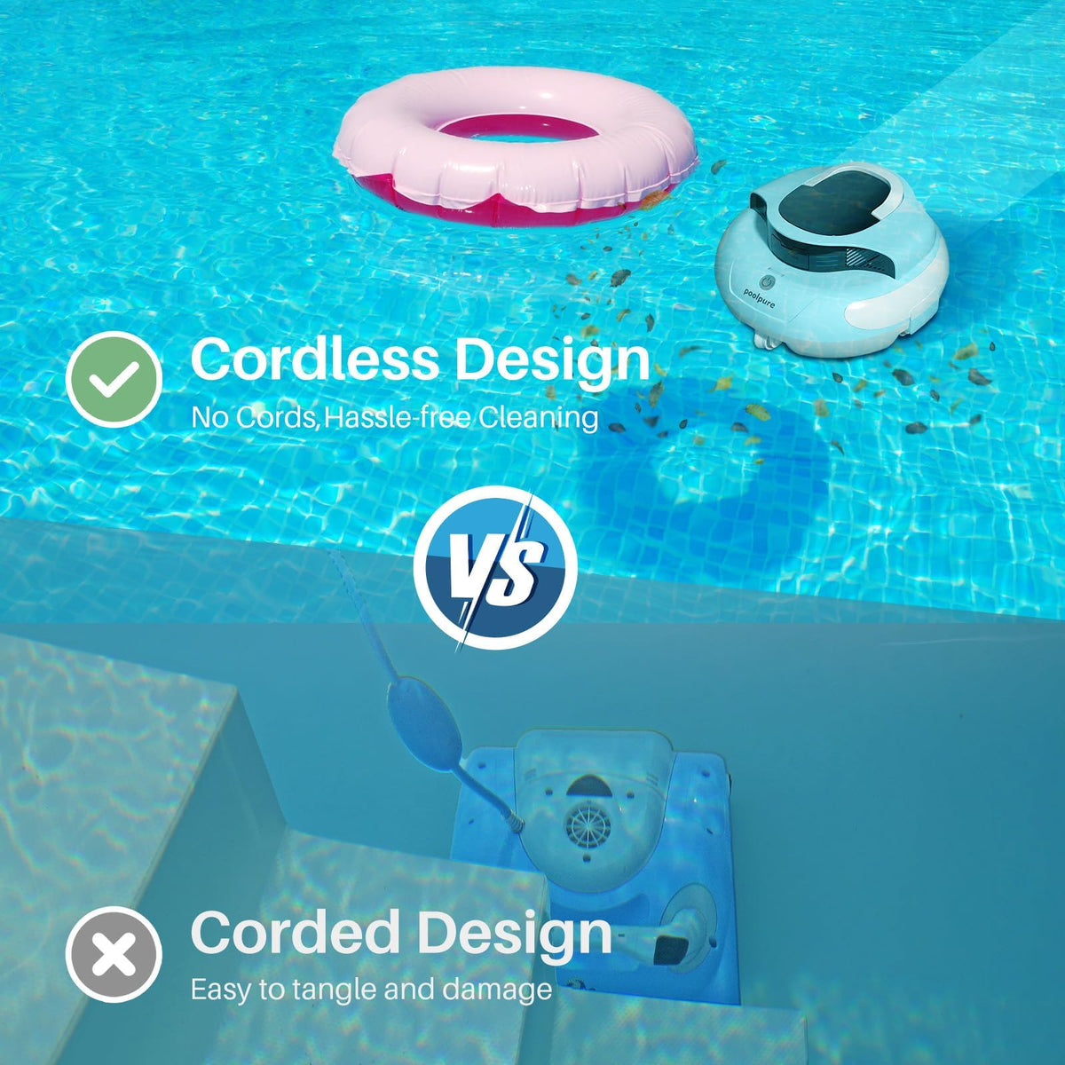 PoolPure Aquaguard SE II free random path mode ideal for flat-bottom above-ground pools.