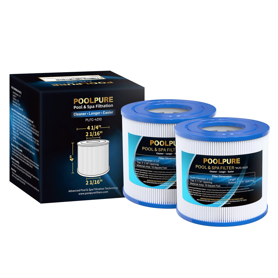 POOLPURE C-4310 spa filter with advanced dirt-locking fabric traps debris for clearer spa water.