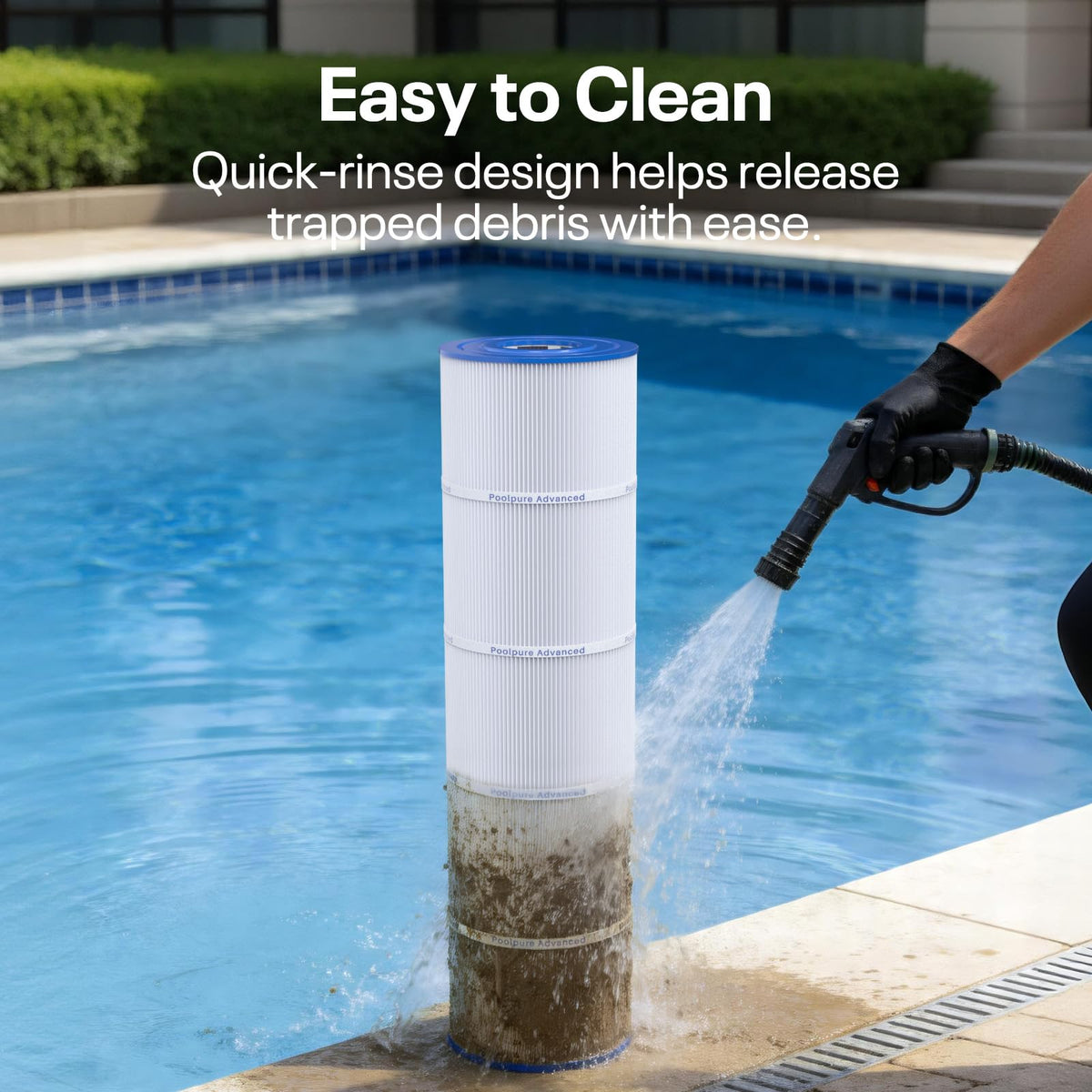 POOLPURE C-7459 in-use water shows stable clarity during pool activities