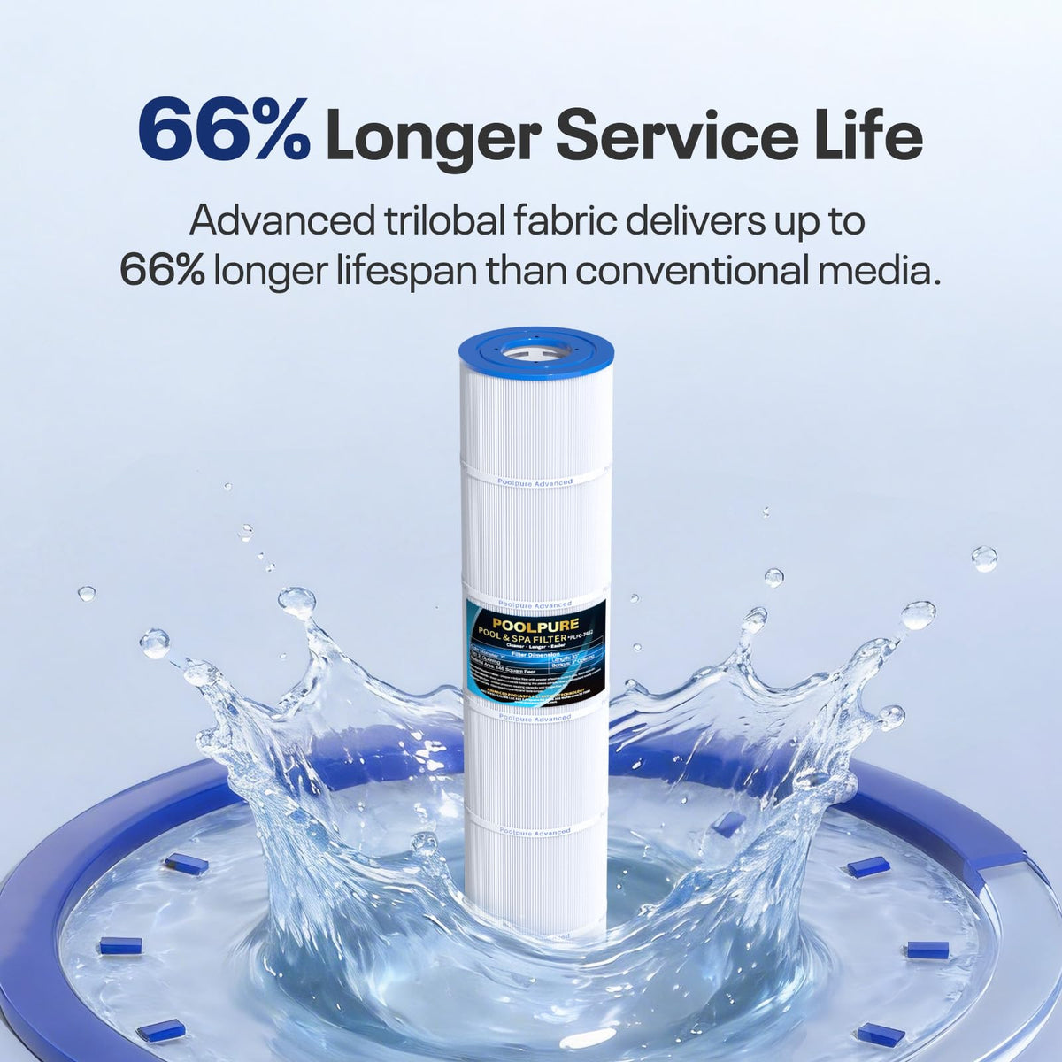 PoolPure C-7482 50-micron filtration layer captures fine particles.