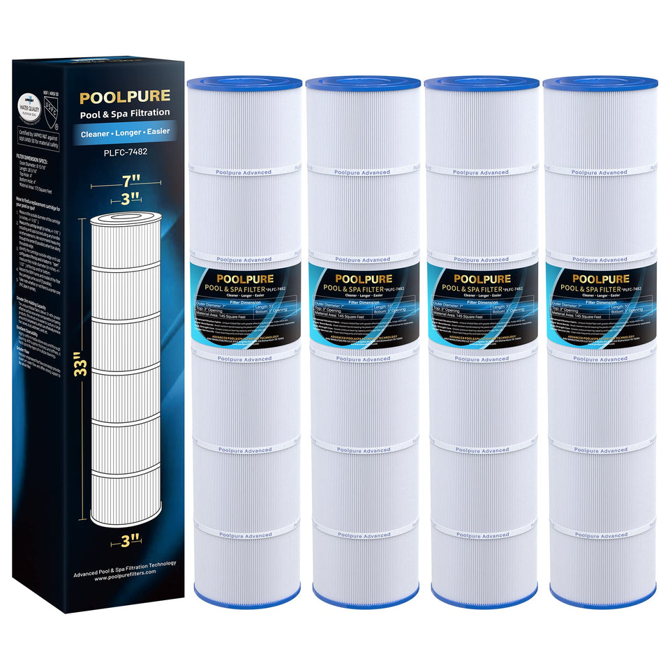 PoolPure C-7482 cartridge exterior view with durable end caps for long-lasting filtration.