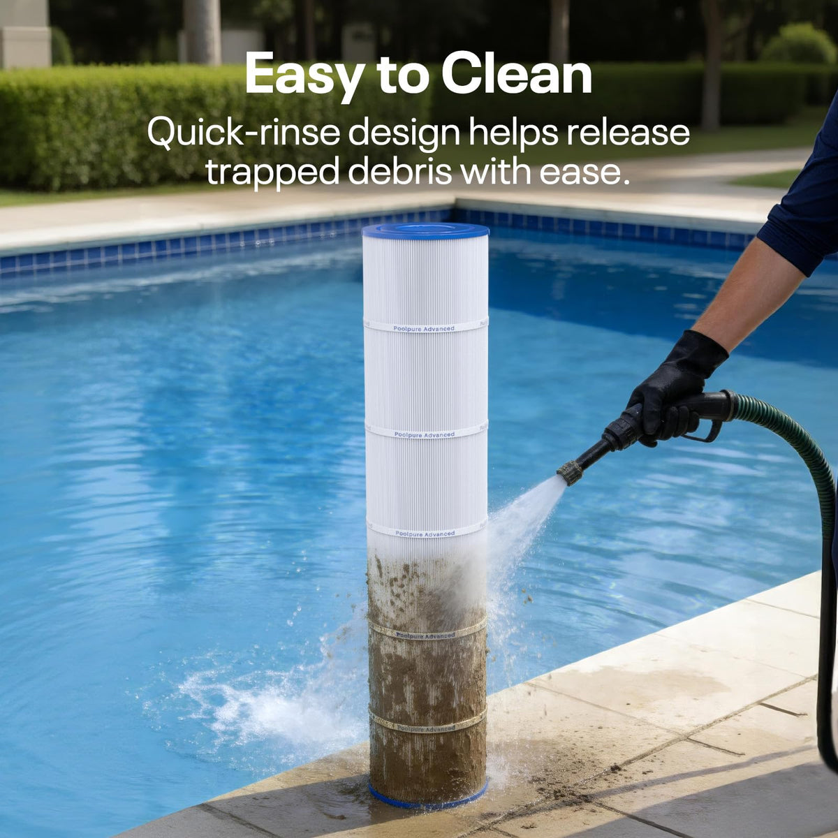 PoolPure C-7482 dirt-locking technology eases cleaning.