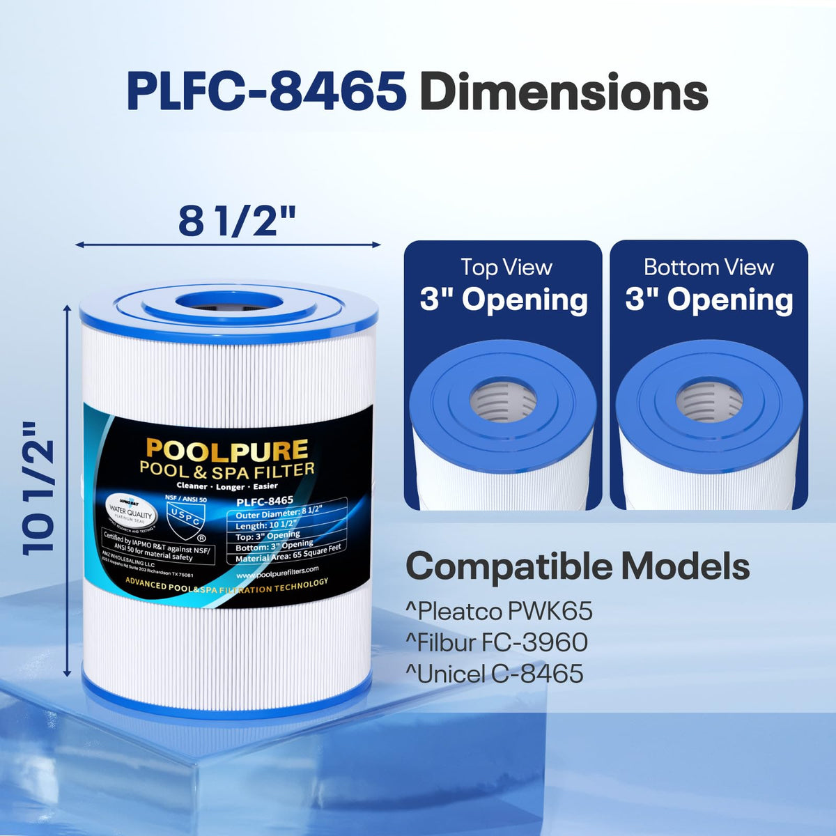 PoolPure C-8465 spa filter compatibility with Watkins and other brands
