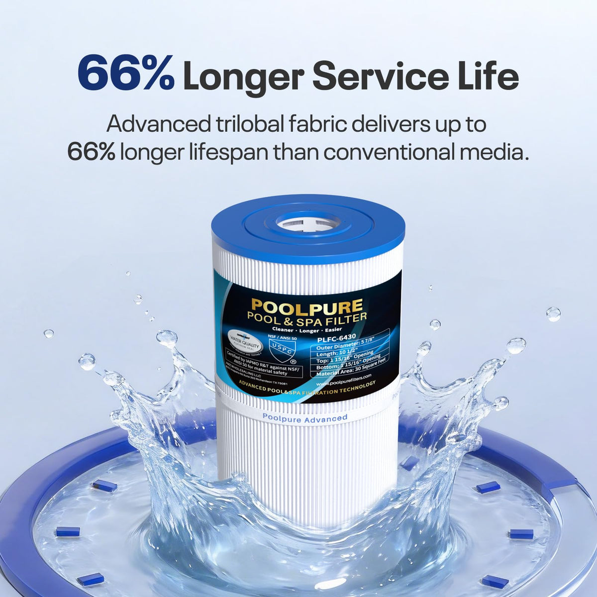 PoolPure C-6430 spa filter not designed for backwashing to prevent damage