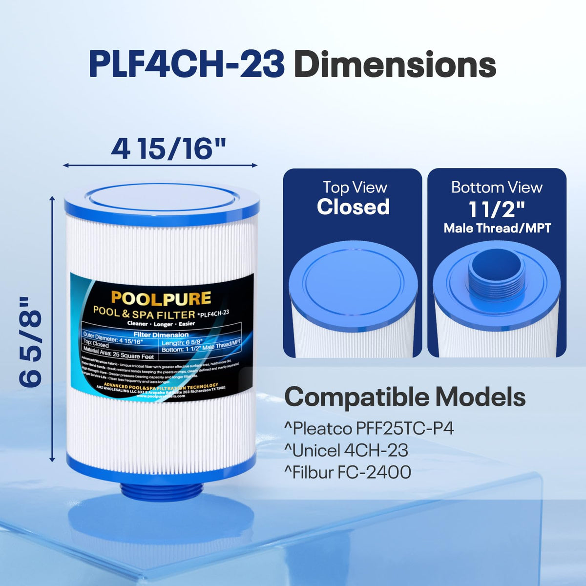 POOLPURE compatible replacement label showing broad compatibility across models.
